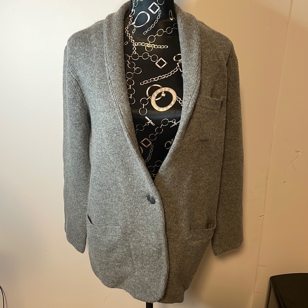 Nwt J Crew Heather Gray Wool Long Sleeve Button Cardigan  Size Small